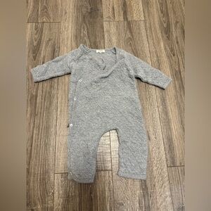 Burt's Bees Gray Quilted Organic Cotton One Piece Long Sleeve Romper Baby 3/6M